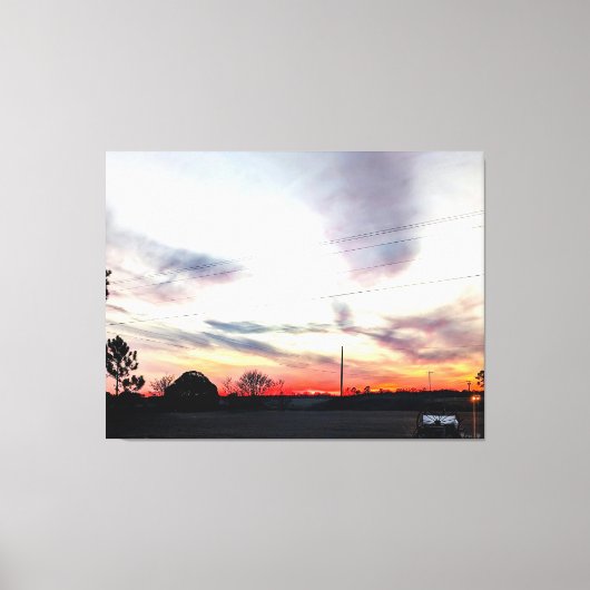 Zonsondergang Over Landelijk Landschap Canvas Afdruk (Voorkant)