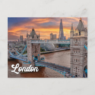 Zonsondergang over Londen, Engeland, Verenigd Koni Briefkaart
