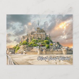 Zonsondergang over Mont-Saint-Michel, Normandië Briefkaart