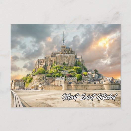 Zonsondergang over Mont-Saint-Michel, Normandië Briefkaart (Voorkant)