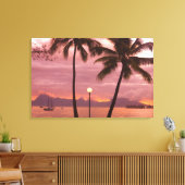 Zonsondergang over Moorea vanuit Sofitel Maeva Bea Canvas Afdruk (Insitu (Woonkamer))