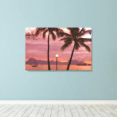 Zonsondergang over Moorea vanuit Sofitel Maeva Bea Canvas Afdruk (Insitu (Houten vloer))