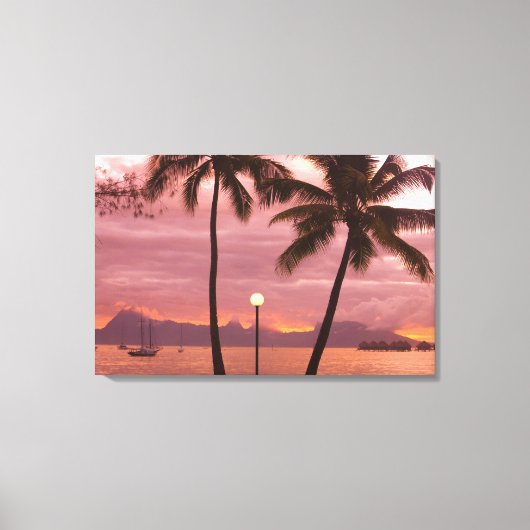 Zonsondergang over Moorea vanuit Sofitel Maeva Bea Canvas Afdruk (Voorkant)