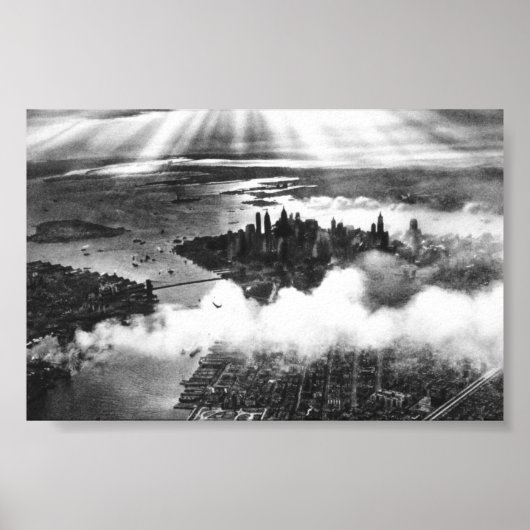  zonsondergang over New York City NY 1932 Poster (Voorkant)