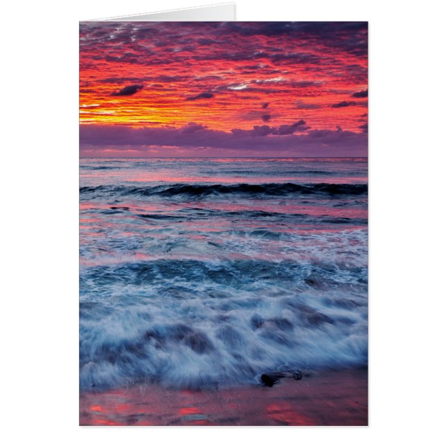 Zonsondergang over oceaangolven, Californië (Voorkant)