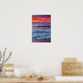 Zonsondergang over oceaangolven, Californië Poster (Keuken)