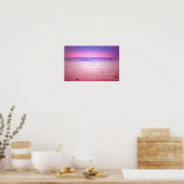 zonsondergang over oceaanwater, citaat poster (Keuken)
