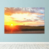Zonsondergang over open velden canvas afdruk (Insitu (Houten vloer))