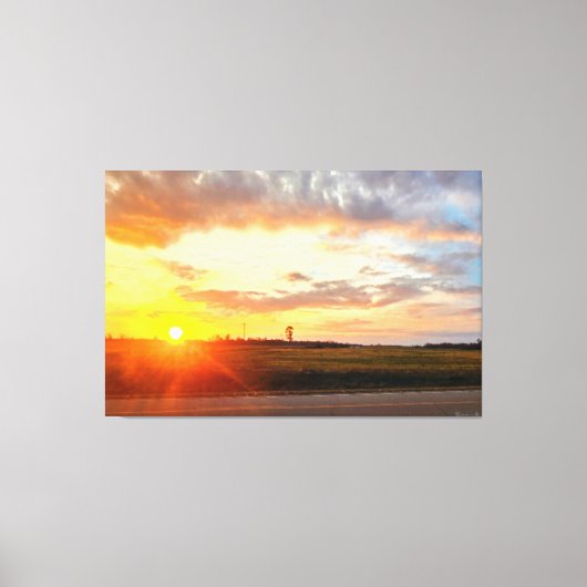 Zonsondergang over open velden canvas afdruk (Voorkant)