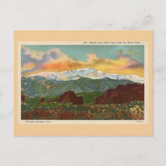  zonsondergang over Pikes Peak, Colorado Springs Briefkaart (Voorkant)