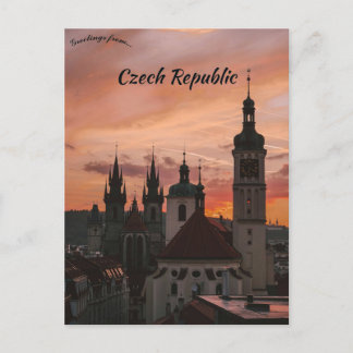 Zonsondergang over Praag Tsjechië Briefkaart