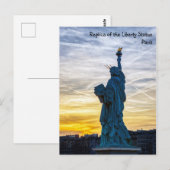 Zonsondergang over replica van het Liberty-standbe Briefkaart (Voorkant / Achterkant)