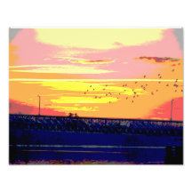 ZONSONDERGANG OVER ROURKE BRIDGE FOTO PRINT