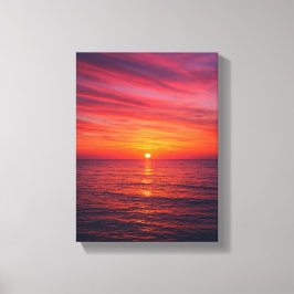 Zonsondergang over rustig Zee Canvas Afdruk