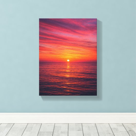 Zonsondergang over rustig Zee Canvas Afdruk (Insitu (Houten vloer))
