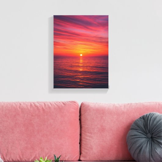 Zonsondergang over rustig Zee Canvas Afdruk (Insitu (Woonkamer))