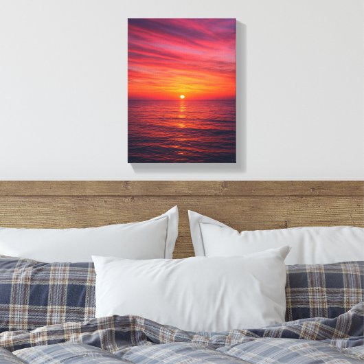 Zonsondergang over rustig Zee Canvas Afdruk (Insitu (Slaapkamer))