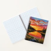 Zonsondergang over rustige bosrivier notitieboek (Binnen)