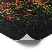 Zonsondergang over rustige bosrivier poster (Hoek)