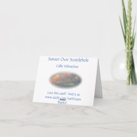 Zonsondergang over Scuttlehole Bedankkaart (Achterkant)