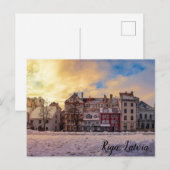 Zonsondergang over straat in het Briefkaart Riga (Voorkant / Achterkant)