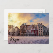 Zonsondergang over straat in het Briefkaart Riga (Voorkant / Achterkant)
