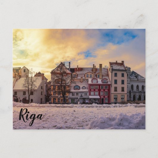 Zonsondergang over straat in Riga Briefkaart (Voorkant)