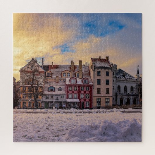 Zonsondergang over straat in Riga Legpuzzel (Verticaal)