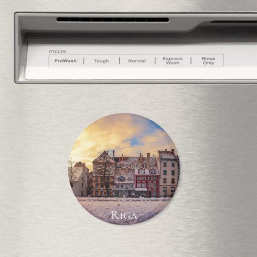 Zonsondergang over straat in Riga Magneet (Insitu (Vaatwasser))