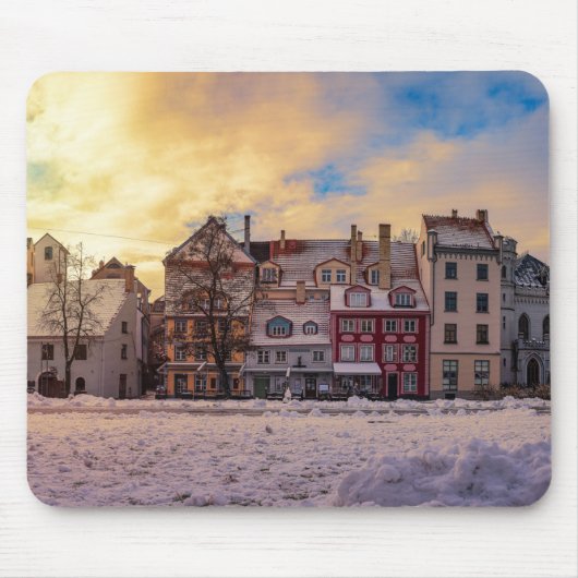 Zonsondergang over straat in Riga Muismat (Voorkant)