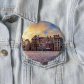 Zonsondergang over straat in Riga Ronde Button 4,0 Cm (In situ)