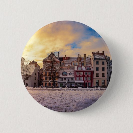 Zonsondergang over straat in Riga Ronde Button 5,7 Cm (Voorkant)
