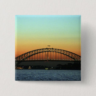 Zonsondergang over Sydney Harbour Bridge, Australi Vierkante Button 5,1 Cm