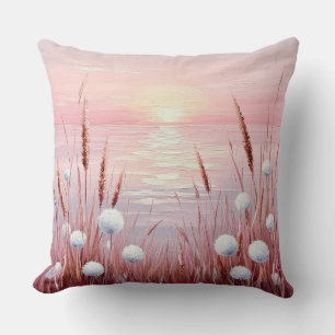 Zonsondergang over veld met paardenbloemen kussen