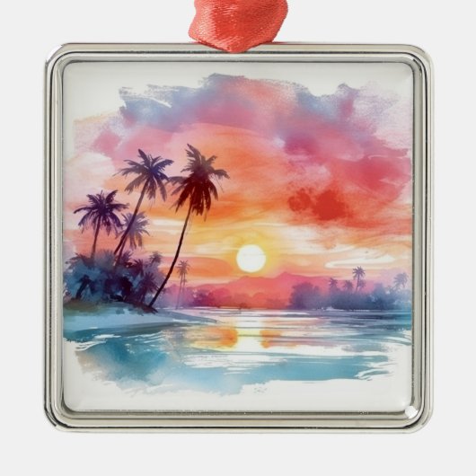 Zonsondergang over Water AI Ornament (Voorkant)