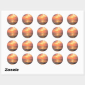 zonsondergang over water ronde sticker (Vel)