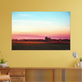 Zonsondergang Over Weelderig Veld Canvas Afdruk (Insitu (Woonkamer))
