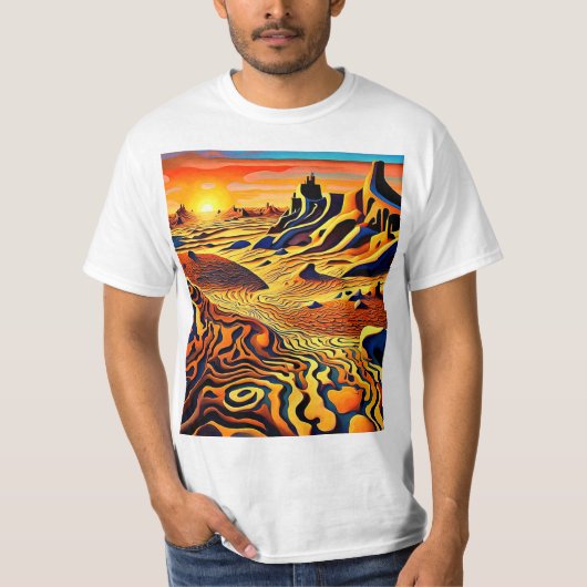 Zonsondergang over woestijnlandschap 6 t-shirt (Voorkant)