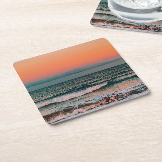 zonsondergang over zee kartonnen onderzetters (Schuin)