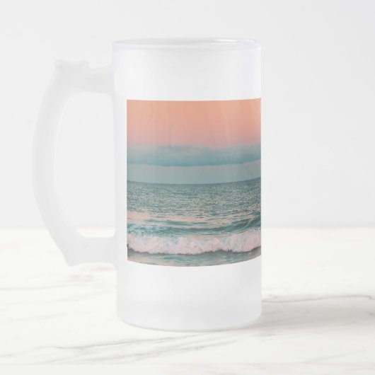 zonsondergang over zee matglas bierpul (Links)