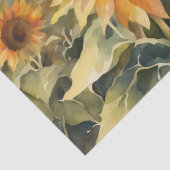 Zonsondergang over zonnebloemvelden waterverf deco tissuepapier (Detail)