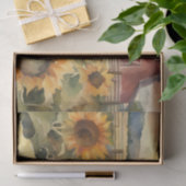 Zonsondergang over zonnebloemvelden waterverf deco tissuepapier (Geschenk)