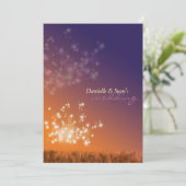 Zonsondergang paardenbloemen bloemenbruiloft kaart (Staand voorkant)