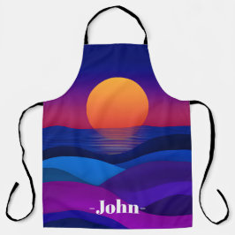 Zonsondergang Paars & Koningsblauw Apron met Eigen Schort
