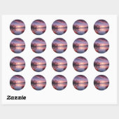 Zonsondergang Paars Landschap Drie Ronde Sticker (Vel)