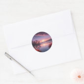 Zonsondergang Paars Landschap Drie Ronde Sticker (Envelop)