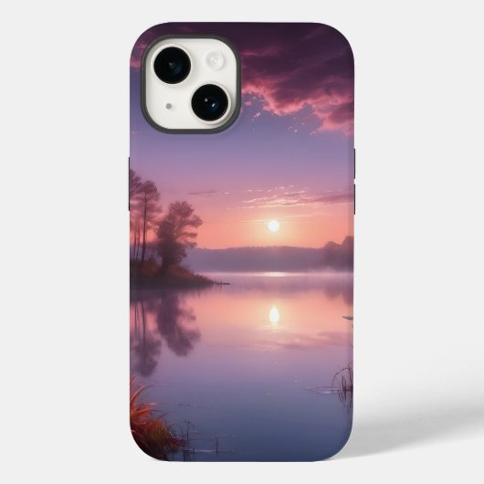 Zonsondergang Paars Meren Landschap Drie Case-Mate iPhone Case (Achterkant)