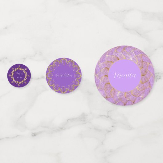 Zonsondergang Paarse en Goud Confetti (Voorkanten)