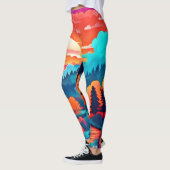 Zonsondergang Pad Door Herfst Bos Leggings (Links)