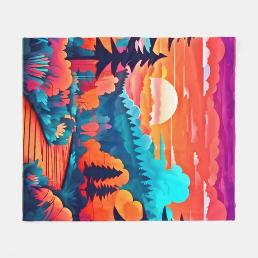 Zonsondergang pad door het herfstbos fleece deken (Voorkant (Horizontaal))